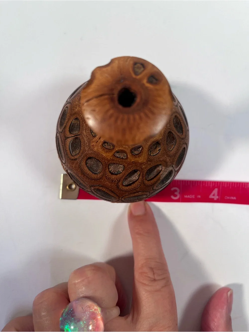 Vintage hand-turned seed pod Bud Vase